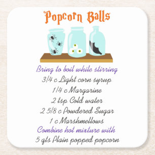 Popcorn Balls Rezept Rechteckiger Pappuntersetzer