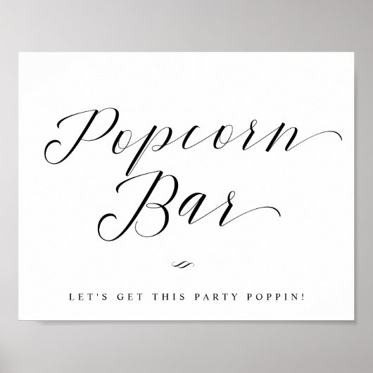 Popcorn Bar Chic Brautparty oder Hochzeitsschild Poster (Vorne)