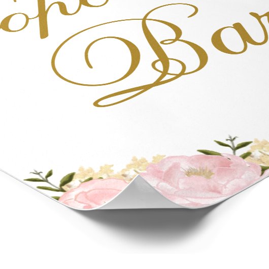 Popcorn Bar Pink Floral Gastgeschenk Hochzeit Zeic Poster (Ecke)