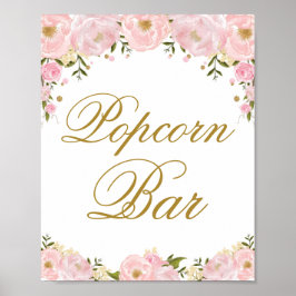Popcorn Bar Pink Floral Gastgeschenk Hochzeit Zeic Poster