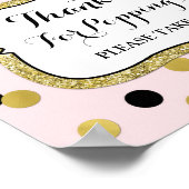 Popcorn Bar Sign Pink Black Gold Confetti Poster (Ecke)