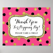 Popcorn Bar Sign Pink Black Gold Confetti Poster (Vorne)