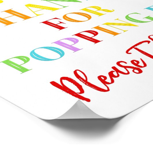 Popcorn Bar Sign Rainbow Confetti Poster (Ecke)