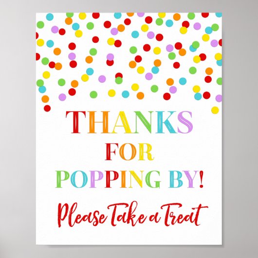 Popcorn Bar Sign Rainbow Confetti Poster (Vorne)