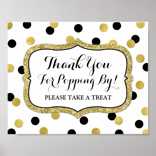 Popcorn Bar Sign White Black Confetti Poster (Vorne)