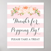 Popcorn Bar Signieren Rosa Blume Streifen Poster (Vorne)