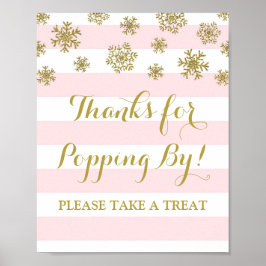 Popcorn Bar signieren Rosa Streifen Gold Schneeflo Poster