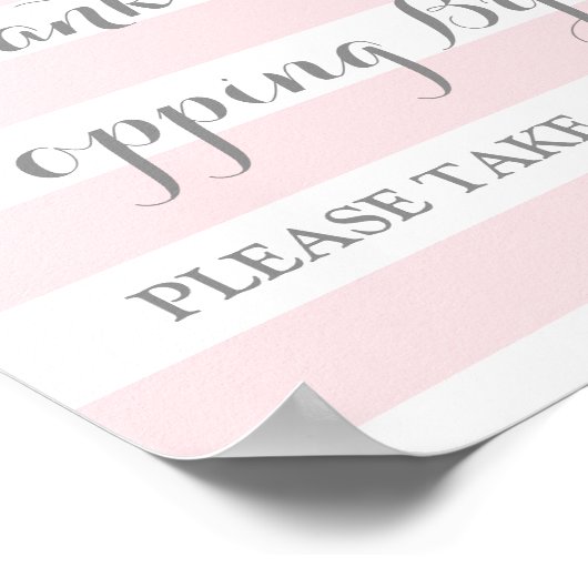 Popcorn Bar signieren Rosa Streifen Silver Confett Poster (Ecke)