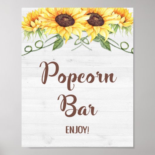 POPCORN BAR Sonnenblumendusche oder Party-Zeichen Poster (Vorne)