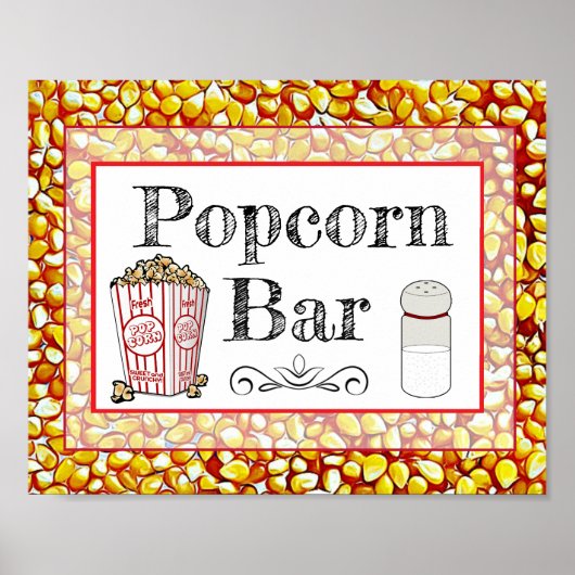 Popcorn Bar Wedding oder Baby Shower Sign Poster (Vorne)