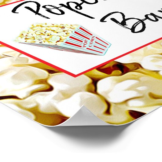 Popcorn Bar Wedding oder Baby Shower Sign Poster (Ecke)