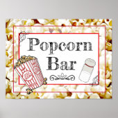 Popcorn Bar Wedding oder Baby Shower Sign Poster (Vorne)