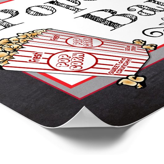 Popcorn Bar Wedding oder Baby Shower Sign Poster (Ecke)