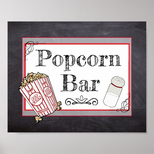 Popcorn Bar Wedding oder Baby Shower Sign Poster (Vorne)
