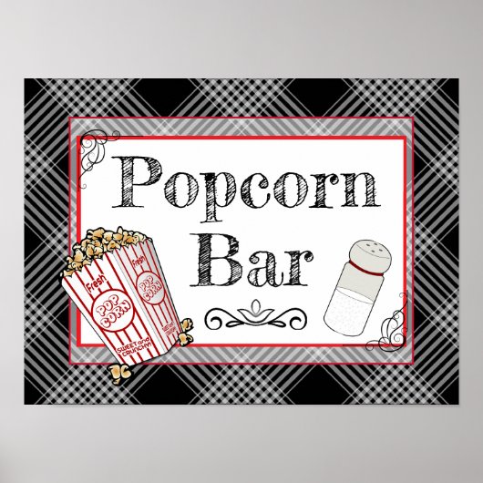 Popcorn Bar Wedding oder Baby Shower Sign Poster (Vorne)