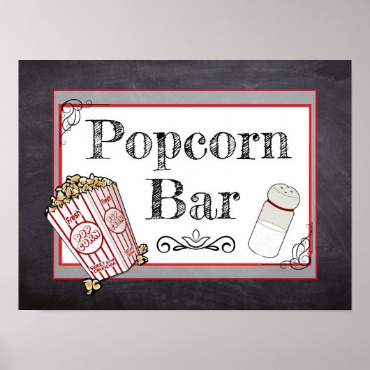 Popcorn Bar Wedding oder Baby Shower Sign Poster (Vorne)