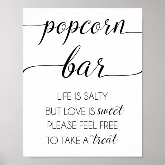Popcorn Bar Wedding oder Party Sign Poster (Vorne)