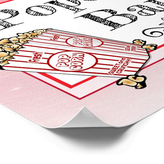 Popcorn Bar Wedding Red Sign Poster (Ecke)