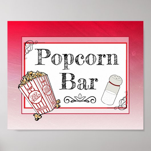 Popcorn Bar Wedding Red Sign Poster (Vorne)