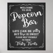 Popcorn Bar wedding sign elegante Tafel Poster (Vorne)
