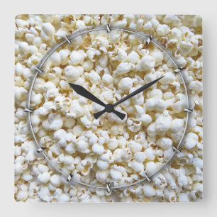Popcorn-Beschaffenheits-Fotografie Quadratische Wanduhr