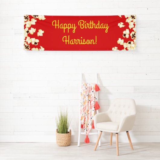 Popcorn Birthday Party Movie Theater Banner (Insitu)