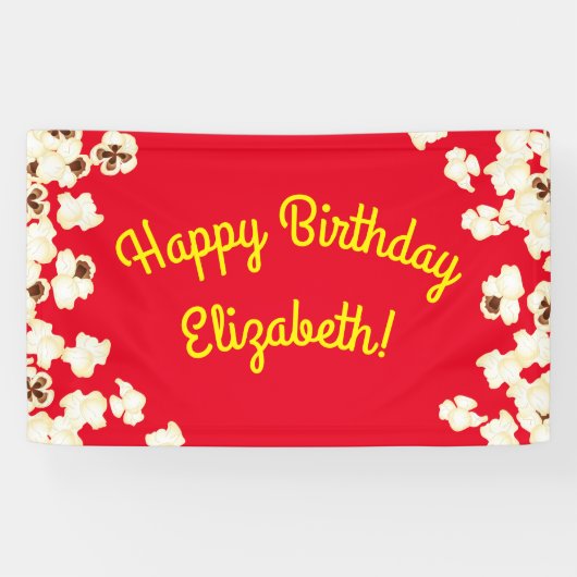 Popcorn Birthday Party Movie Theater Banner (Horizontal)