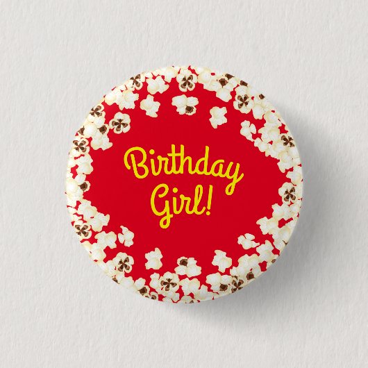 Popcorn Birthday Party Movie Theater Button (Vorderseite)