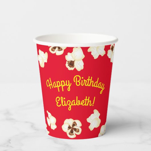 Popcorn Birthday Party Movie Theater Pappbecher (Rückseite)