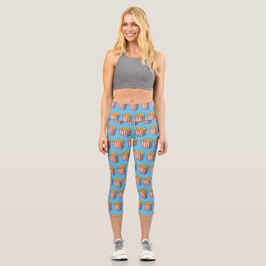 Popcorn-Cartoon-Abbildung Capri Leggings (Vorderseite)