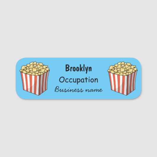 Popcorn-Cartoon-Abbildung Namensschild (Vorderseite)