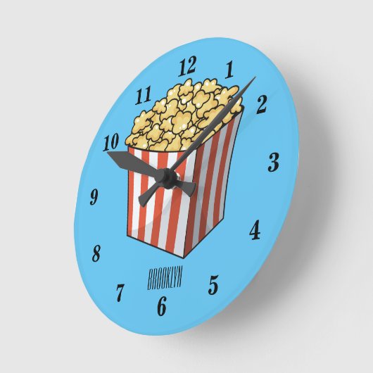 Popcorn-Cartoon-Abbildung Runde Wanduhr (Winkel)