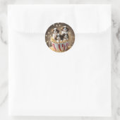 Popcorn Cavalier Spaniel Welpen, Runder Aufkleber (Tasche)