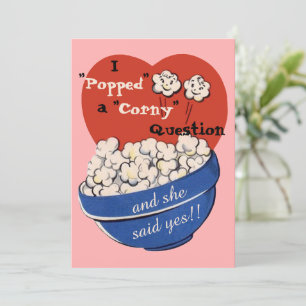 Popcorn Corny Frage, Cute Retro Save-the-Date Einladung