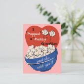 Popcorn Corny Frage, Niedlich Retro Save the Date Einladung (Stehend Vorderseite)
