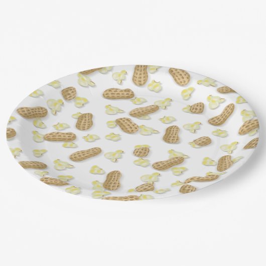 Popcorn! Erdnüsse! Teller! Ballpark Karneval Party Pappteller (Schrägansicht)