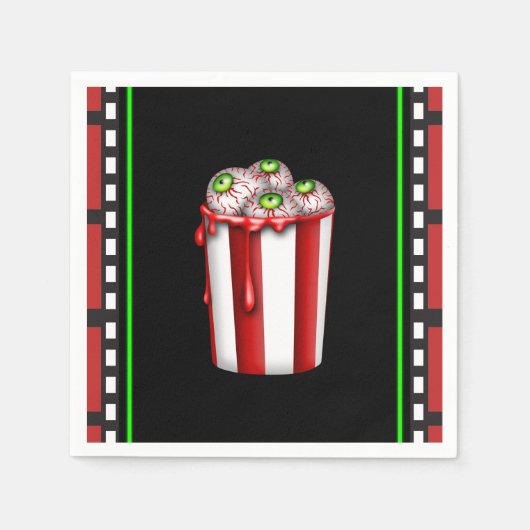 Popcorn Eyeball Halloween Fright Night Gastgeschen Serviette (Vorderseite)