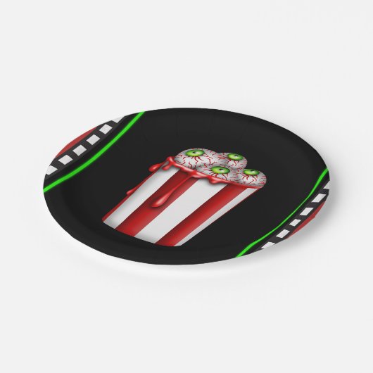 Popcorn Eyeball Halloween Fright Night Party Pappteller (Schrägansicht)