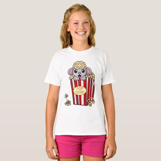 Popcorn Filmfilm Niedliche Schafe T-Shirt (Vorne ganz)