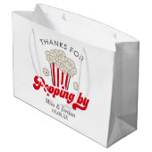 Popcorn Gastgeschenk Geschenkbeutel Große Geschenktüte (Rückseite Schrägansicht)