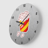 Popcorn; Gebürsteter Metallblick Große Wanduhr (Winkel)