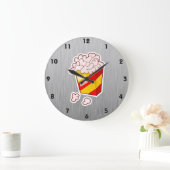 Popcorn; Gebürsteter Metallblick Große Wanduhr (Zuhause)