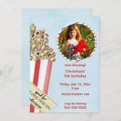 Popcorn Geburtstagsparty Einladung (Vorne/Hinten)