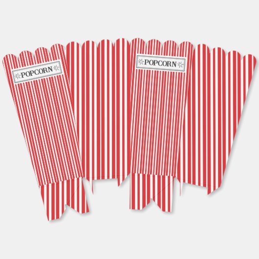 Popcorn-Gefälligkeitsbox mit Rot und Weiß Streifen Geschenkschachtel (Ungeklappt)