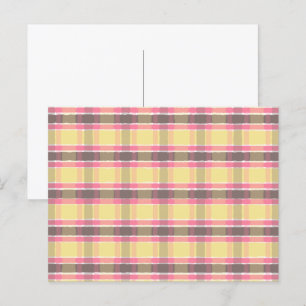 Popcorn Gelb Bubblegum Rosa Kaffee Braun Kariert Postkarte