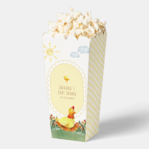 Popcorn Gelb Gingham Farm Hühner Baby Shower Geschenkschachtel