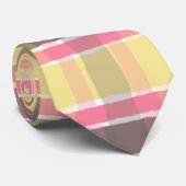 Popcorn Gelbbblegum Pink Kaffeebrot Kariert Krawatte (Gerollt)