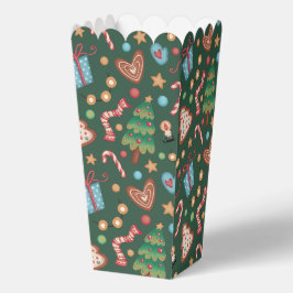 Popcorn Geschenkbox Grün Weihnachtsmuster Geschenkschachtel