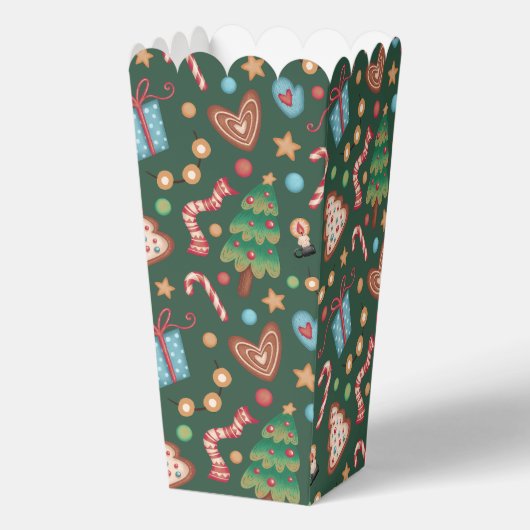 Popcorn Geschenkbox Grün Weihnachtsmuster Geschenkschachtel (Vorderseite)