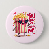 Popcorn Heart Pop Valentine Design Button (Vorderseite)